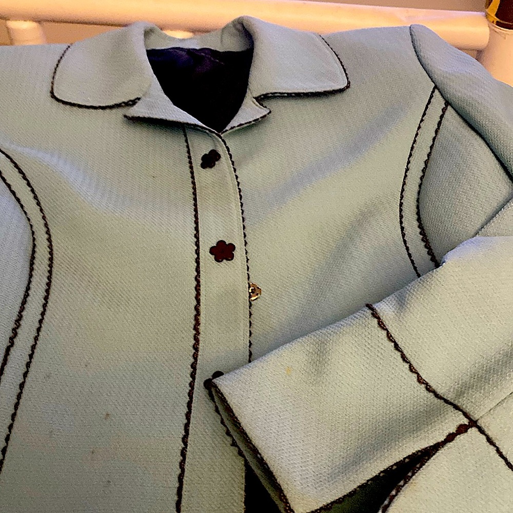 NIPON BOUTIQUE BLUEISH JACKET WITHNLACK STITCHING SUZE 12